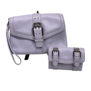 NWOT Cole Haan Lavender Wristlet with Mini Wallet Silver Buckle Accent Adorable!